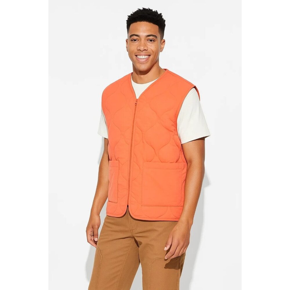 Original Use Mens Large Quilted Vest Orange Hunting Outdoors Men's